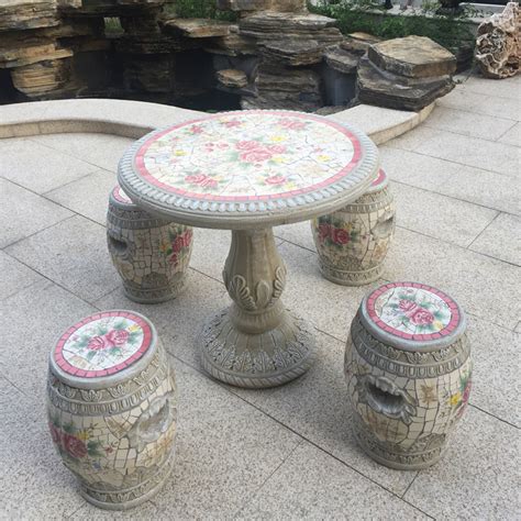 陶瓷 精致休闲套椅 马赛克创意花园庭院户外露台阳台桌椅桌公园