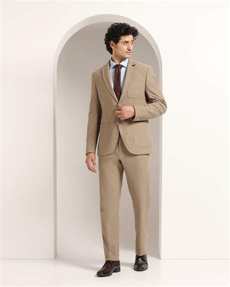 Buy 2 Piece Solid Suit In Khaki Online from Blackberrys