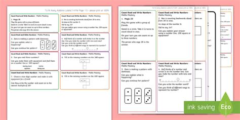 Year 1 Count Read and Write Numbers Maths Mastery Challenge Sticky Labels