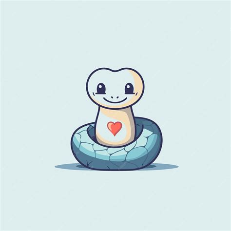 Premium Vector | Cute cartoon snake with a heart in his mouth vector illustration