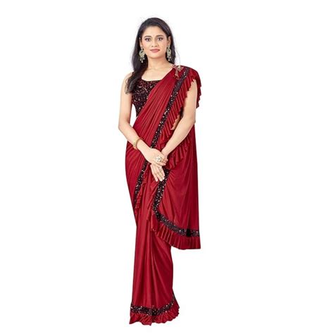 Lovely Lycra Solid Saree With Blouse Piece – Jagstore.in