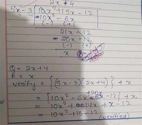 i) Divide: 10x² + 15x - 12 by 5x - 3ii) The area of a rectangle is x² ...