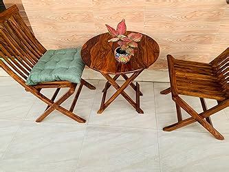Home furniture Wooden Patio Dining Set Foldable 2 Chair and Round Table ...