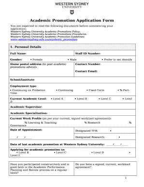 Academic Promotion Application Doc Template | pdfFiller