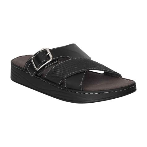 Men Black Bold Buckle Sandals