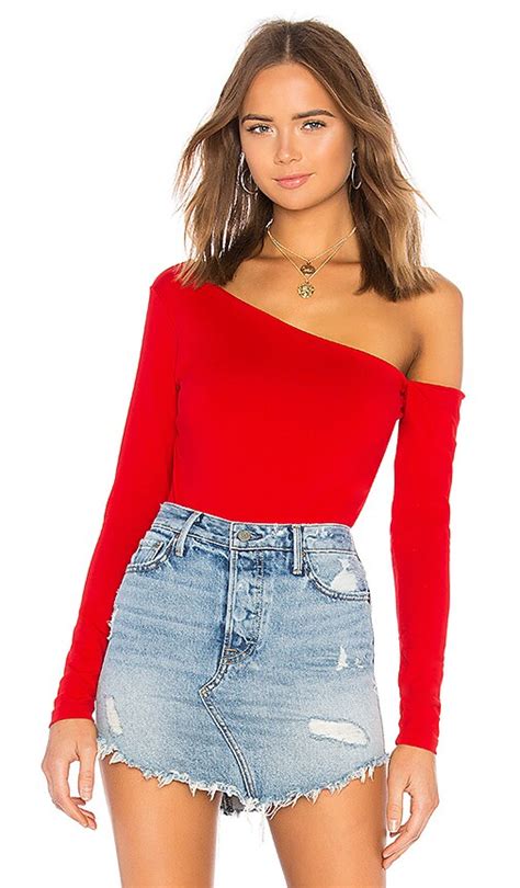Susana Monaco Asymmetrical One Shoulder Top in Perfect Red | REVOLVE