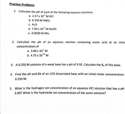 Image result for Ph Practice Problems