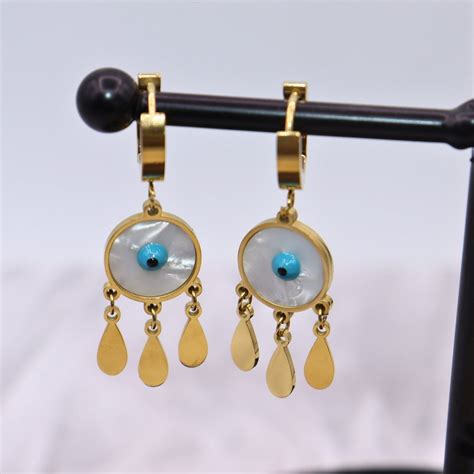 Evil Eye Drop Bali Hoops – Adorniq Jewellery