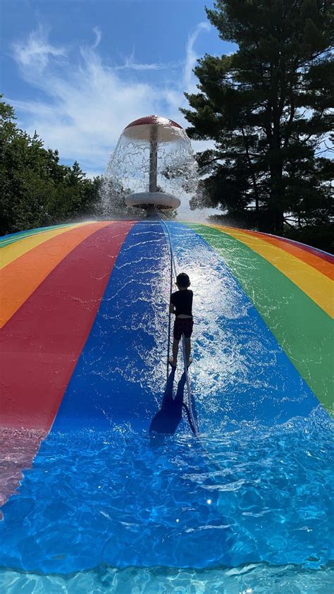 My son on the Aquasaucer at Aquaboggan Water Park in Saco, Maine. : r/pics