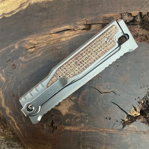 Reate EXO M T/E Gravity Knife Titanium Handle w/ Burlap Micarta Inlay ...