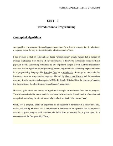 ITP Notes - nil - UNIT – I Introduction to Programming Concept of ...