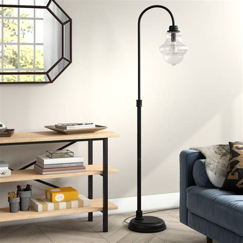 Modern Farmhouse Metal Arc Floor Lamp with Glass Bulb | Foter