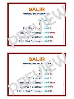 SALIR en FUTURO DE INDICATIVO - lesson / worksheet Spanish future tense