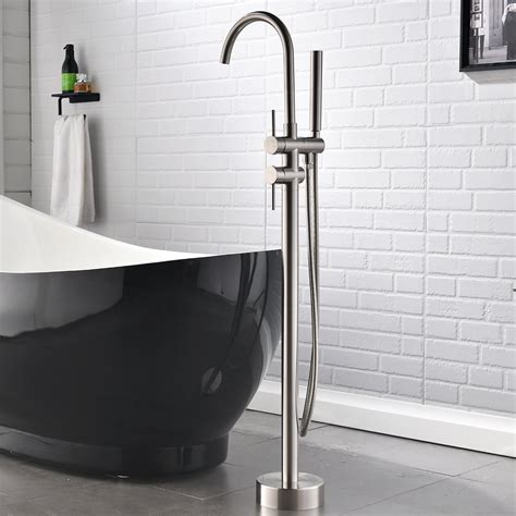 Single Handle Freestanding Tub Filler Floor Mount Bathtub Faucet With ...