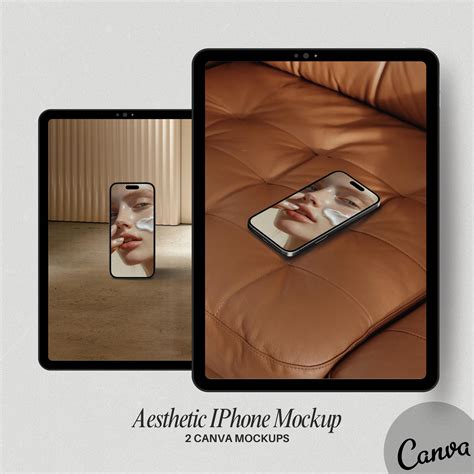 Luxury iPhone Mockup Bundle, Beige Aesthetic, Editable Canva Templates ...