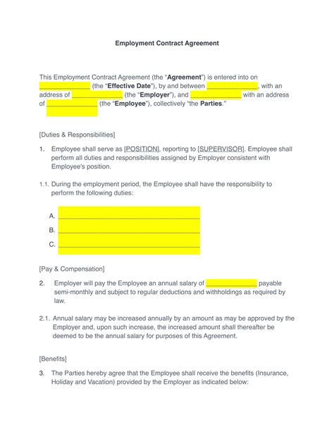 Free Printable Employment Contract Form Templates, Letter [PDF, Word]