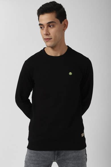 Buy Men Black Solid Round Crew Neck Sweatshirt Online - 658422 | Peter ...