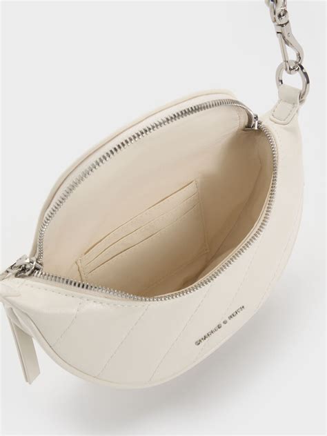 Cream Philomena Half-Moon Crossbody Bag - CHARLES & KEITH IN