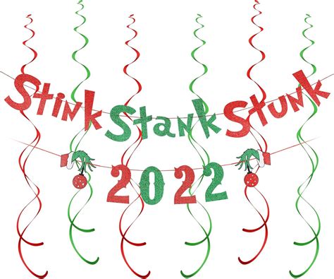 Buy Red Green Glitter Stink Stank Stunk 2022 Banner Grinch Christmas ...