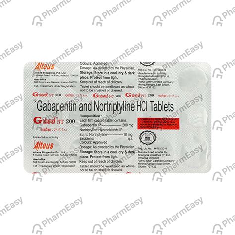 Gabapax Nt 200mg Strip Of 15 Tablets: Uses, Side Effects, Price ...