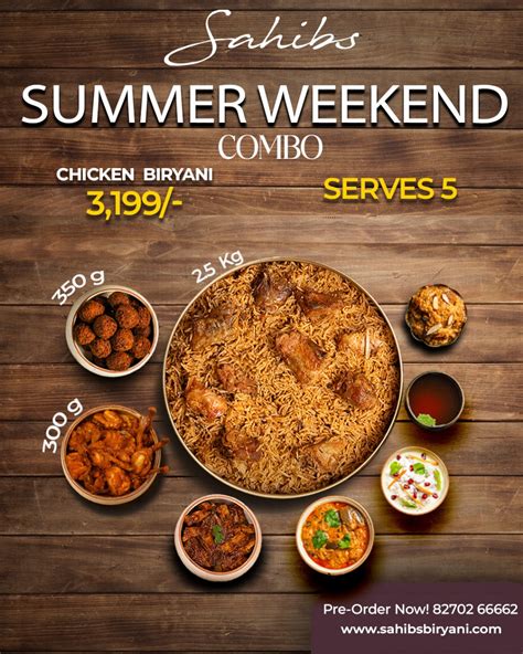 Summer Weekend Chicken Biryani Combo - Serve 5 - 640*/Person – Sahibs ...