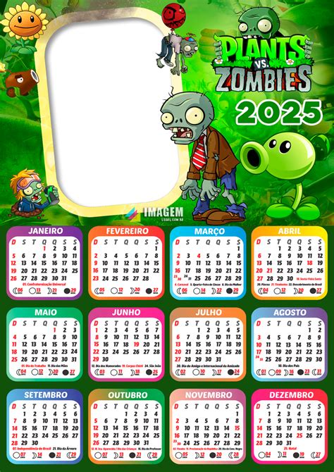 Calendário 2025 Plants Vs Zombies PNG - Imagem Legal