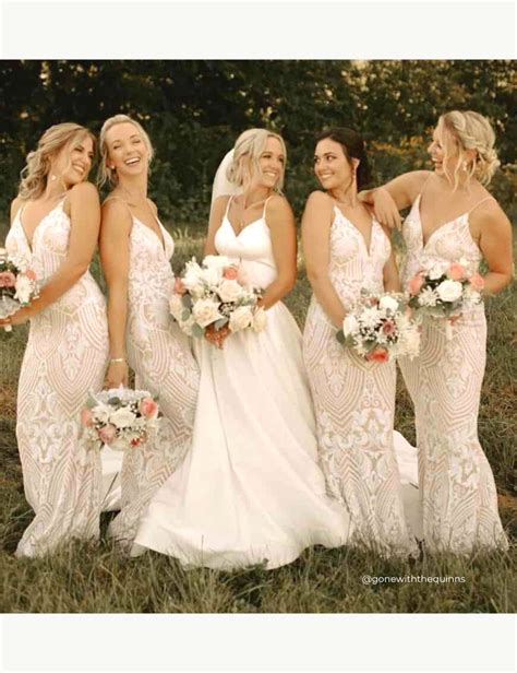 White Lace Bridesmaid Dresses