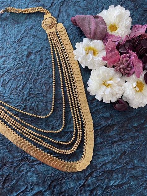 Digital Dress Room Gold Plated Laxmi Har Design Layered Coins Necklace ...