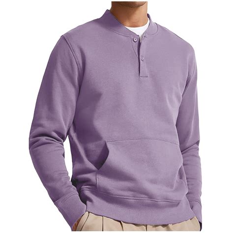 yillto Men's Big and Tall Sweatshirt with Pockets Long Sleeve Button ...