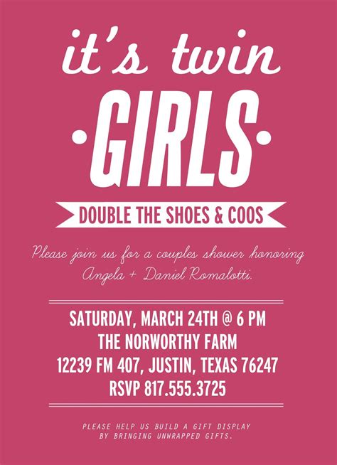 Twin Baby Shower Invitations Wording / Couples Baby Shower Wording ...