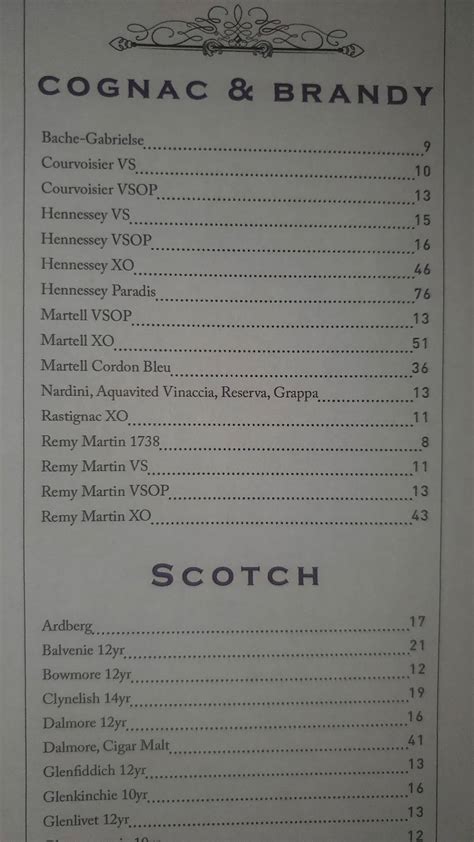 Menu at Rococo Steak steakhouse, Saint Petersburg