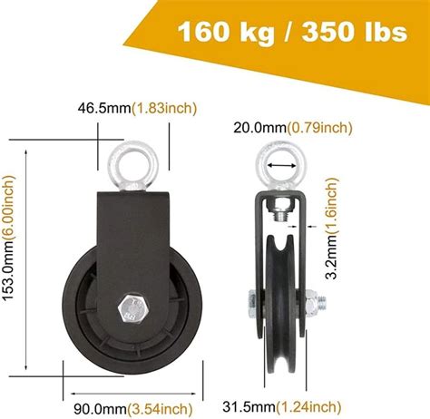 Buy Quiet Gym Pulley with Swing Strap, Fairedear 360 Degree Rotation ...