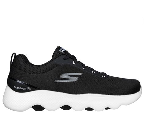 Skechers Black/White Go Walk Massage Fit Mens Lace Up Shoes - Style ID ...