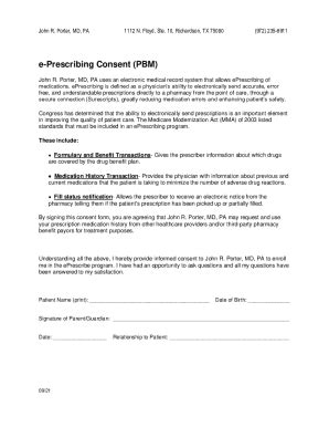 Fillable Online e-Prescribing Consent (PBM) Fax Email Print - pdfFiller