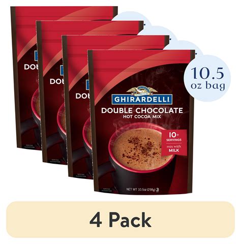 (4 pack) Ghirardelli Chocolate Premium Hot Cocoa Double Chocolate, 10.5 ...