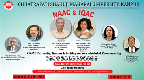 UP State Level NAAC Webinar | Chhatrapati Shahu Ji Maharaj University ...