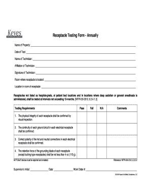 Hospital Receptacle Testing Form - Fill Online, Printable, Fillable ...