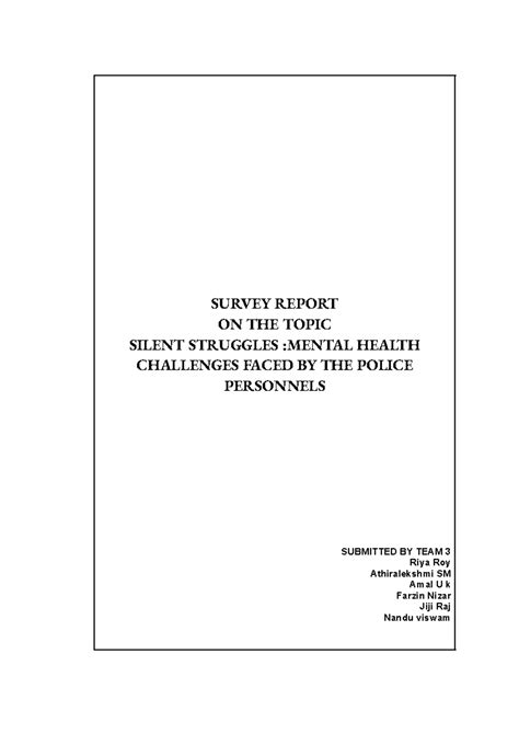 Legal survey on mental health challenges faced by the police personnels ...