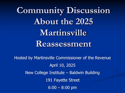 Community Discussion on 2025 Tax Reassessment • Martinsville, VA