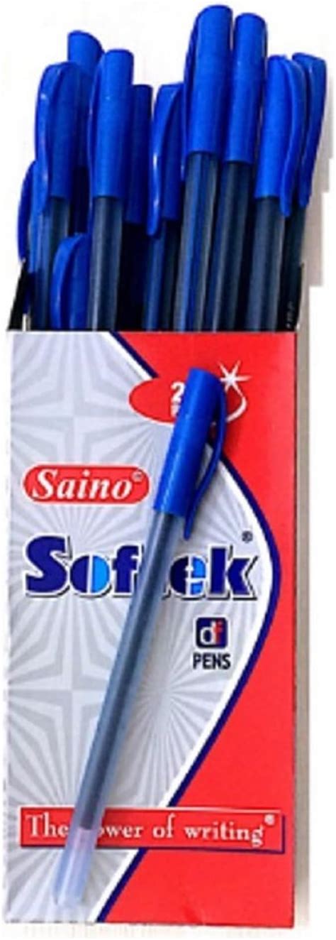 Saino Softek Pens | 200 Pens | Blue Ink |Pack of 10 Boxes | 20 Pens ...