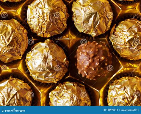 Chocolate Candies in a Gold Wrapper, Sweet Chocolate Candies Stock ...
