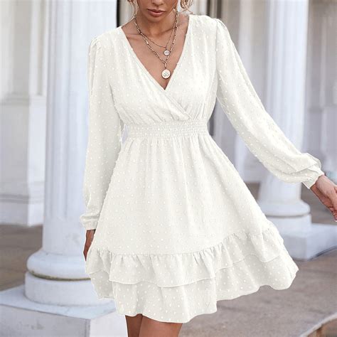 Casual White Dresses With Sleeves