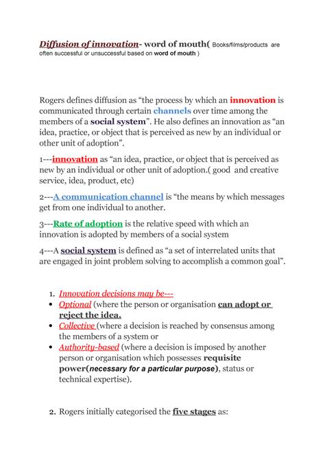 Spatial diffusion theory - Diffusion of innovation- word of mouth ...
