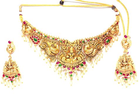 Buy Antique Gold Plated Choker Set with Lakshmi Idol Design ...