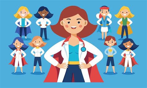 Download set of illustrations of female doctor superhero in a medical ...