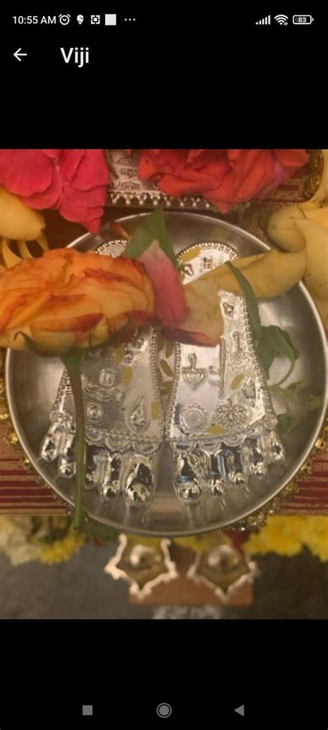 Shree Krishna's Charan Paduka (Lotus Feet) - Silver Plated (3 Inch)