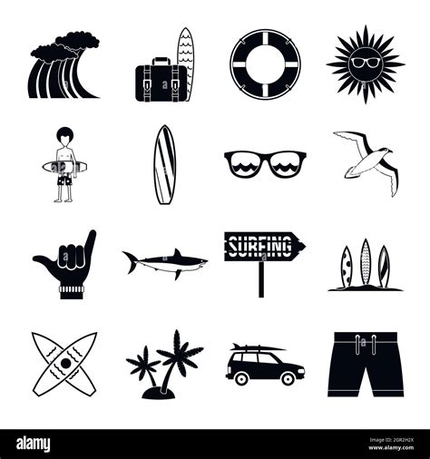 Surfing icons set, simple style Stock Vector Image & Art - Alamy