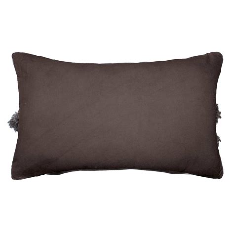 Found & Fable Black Textured Oblong Throw Pillow with Tassels, 14x24