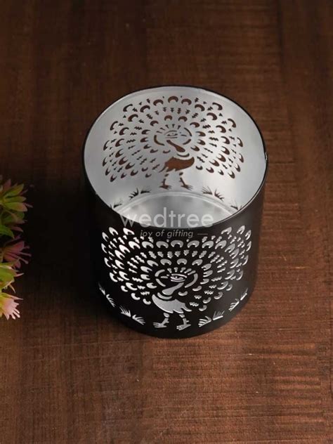 Handcrafted Votive with Peacock Design in Jhaali Pattern - WBG0961 ...