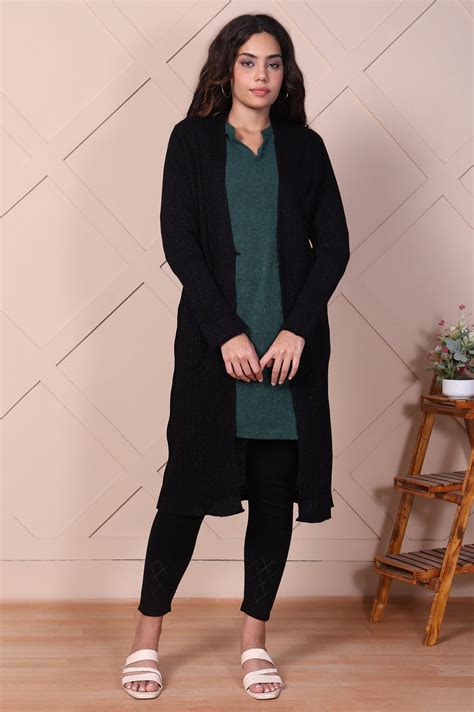 Buy Black Self Design Straight Acrylic Sweater Online for Woman | Shop ...